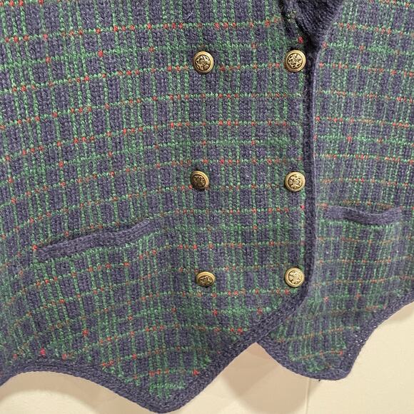 Vintage 90s Susan Bristol Shetland Wool Knit Sweater Vest Large Indie Preppy - Picture 6 of 7